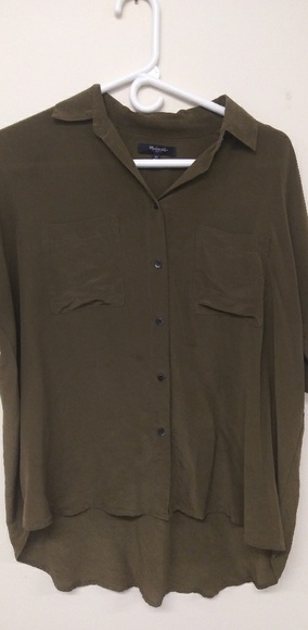 Madewell Olive Green Silk XS Blouse - Picture 1 of 3